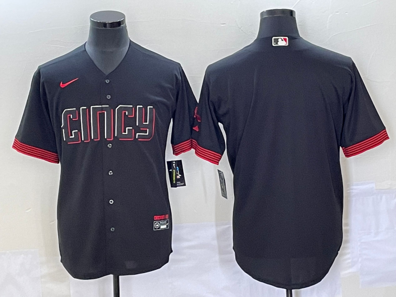 Men's Cincinnati Reds Black 2023 City Connect Blank Jersey